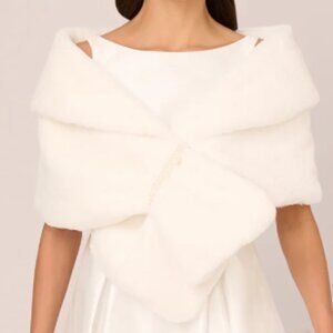 Adrianna Papell Faux Fur Wrap In Ivory